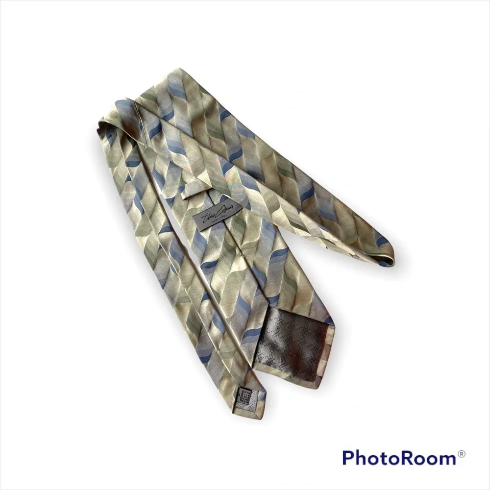 Vintage Tino Cosma Silk Necktie Handmade in Italy Wavy Striped Pattern